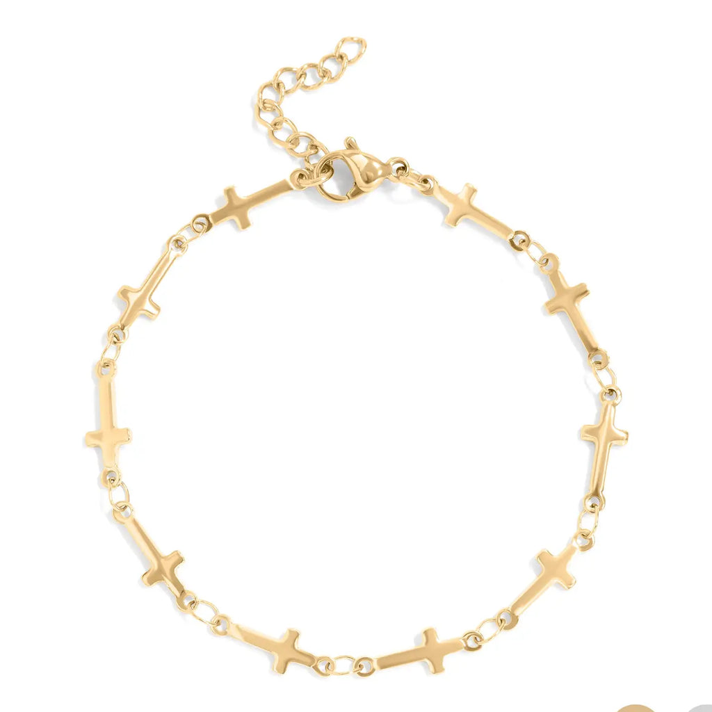 Gold Cross Chain Bracelet