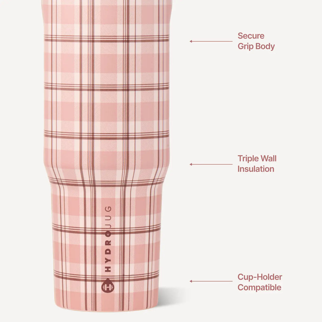 Pillow Talk Plaid HydroJug 32 oz Sport Water Bottle