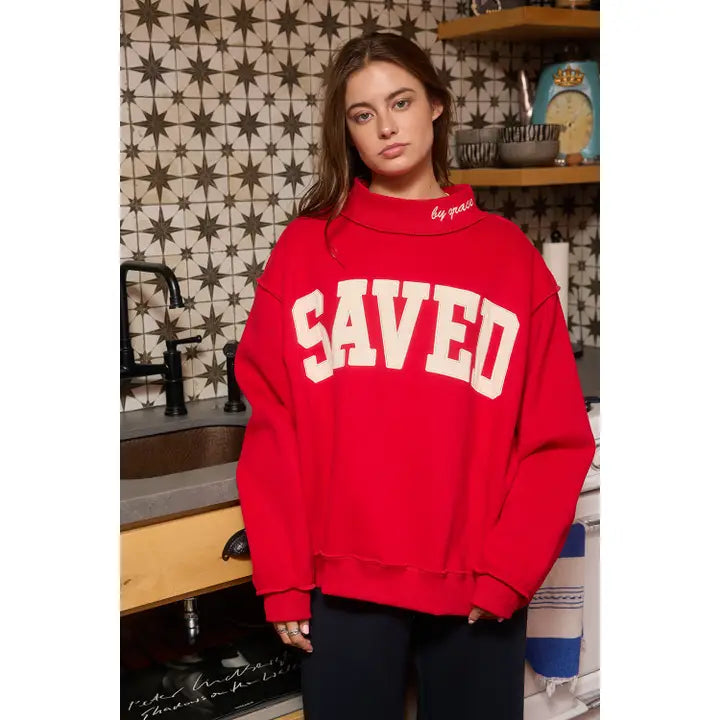 Saved Mock Neck Sweatshirt