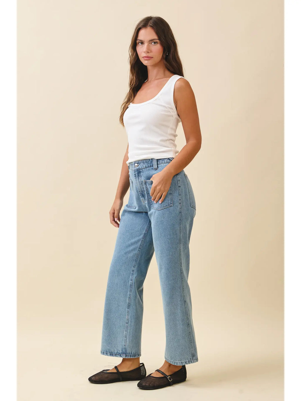 Denim High Waist Wide-Leg Jeans