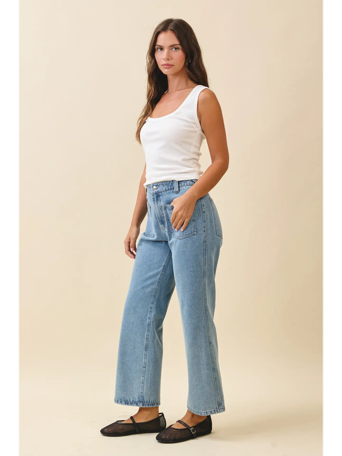 Denim High Waist Wide-Leg Jeans