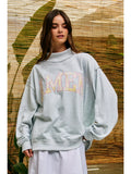 Heather Grey Amen Patchwork Mock Neck Sweatshirt