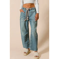 Braided Belt Washed Denim Pants