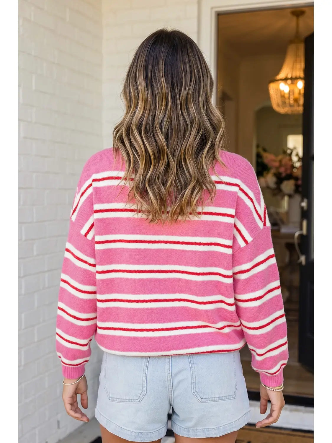 Pink Stripe Button Down Cardigan