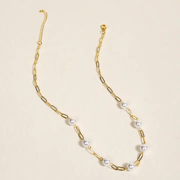 Pearl Paperclip Necklace Chain