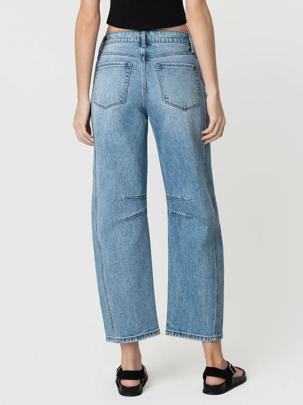 VERVET High Rise Dart Structured Fit Barrel Leg Jeans