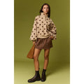 Taupe & Brown Polka Dot Half-Snap Sweatshirt