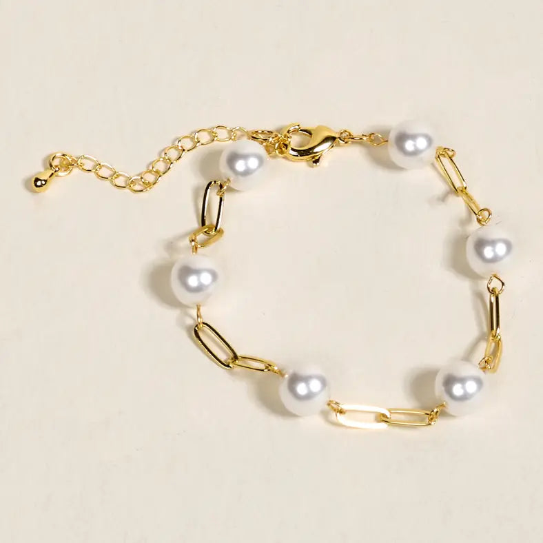 Pearl Paperclip Bracelet Chain