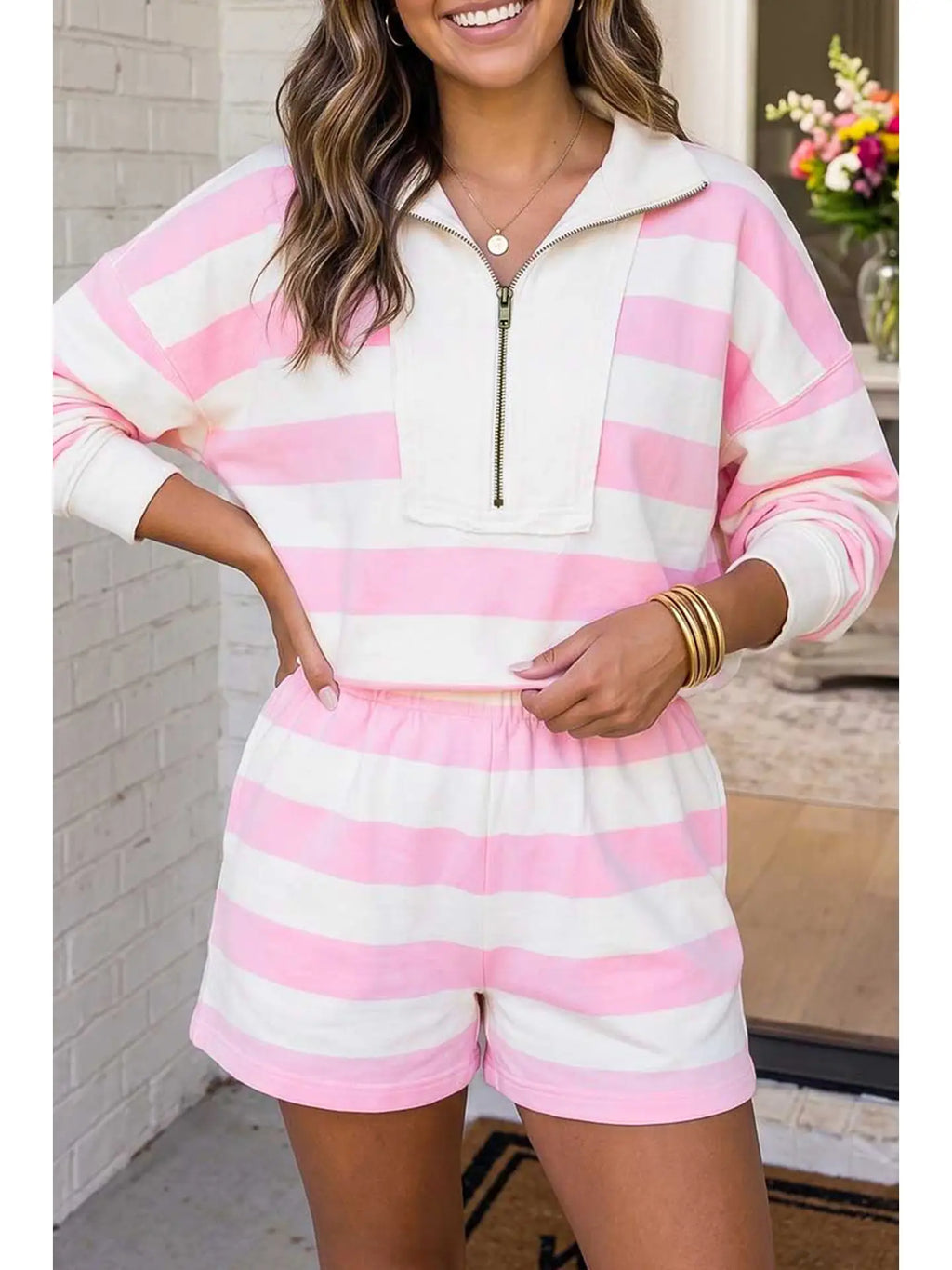 Pink Stripe Lounge Shorts