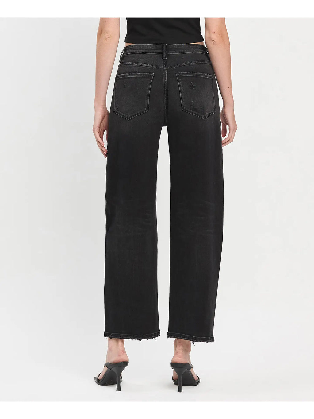 VERVET Super High Rise Black Panel Barrel Leg Jeans
