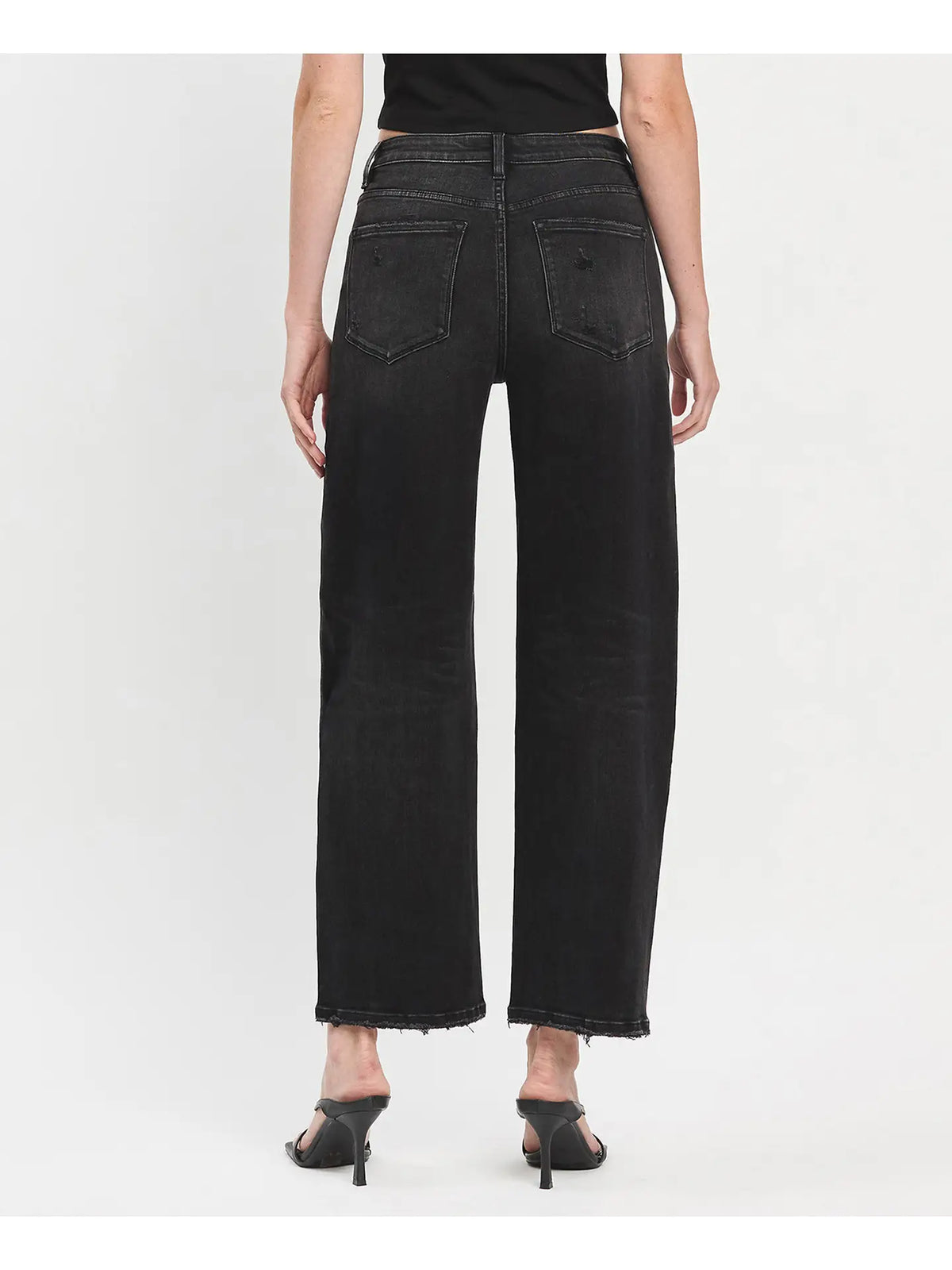 VERVET Super High Rise Black Panel Barrel Leg Jeans