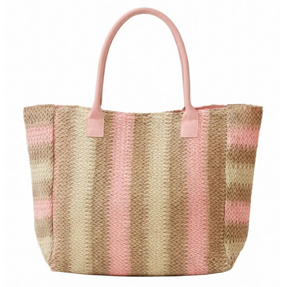 Multi-Color Stripe Straw Tote Bag