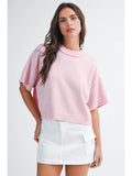 Pink Cropped Short Sleeve Sweater