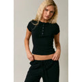 Black Short Sleeve Henley Tee