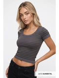 NIKIBIKI Gunmetal Striped Scoop Neck Top