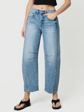VERVET High Rise Dart Structured Fit Barrel Leg Jeans