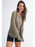 Mocha Henley Long Sleeve Top