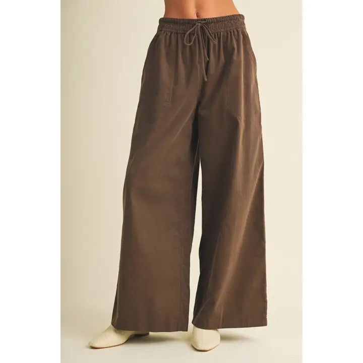 Brown Wide-Leg Corduroy Trousers