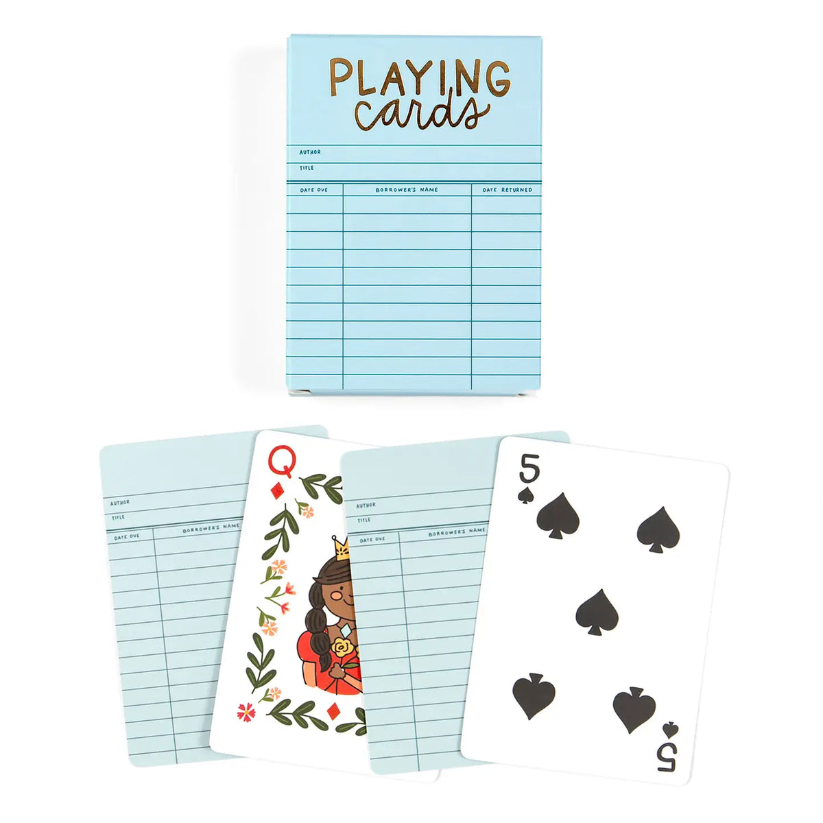 Sky Blue Library Card Playing Cards