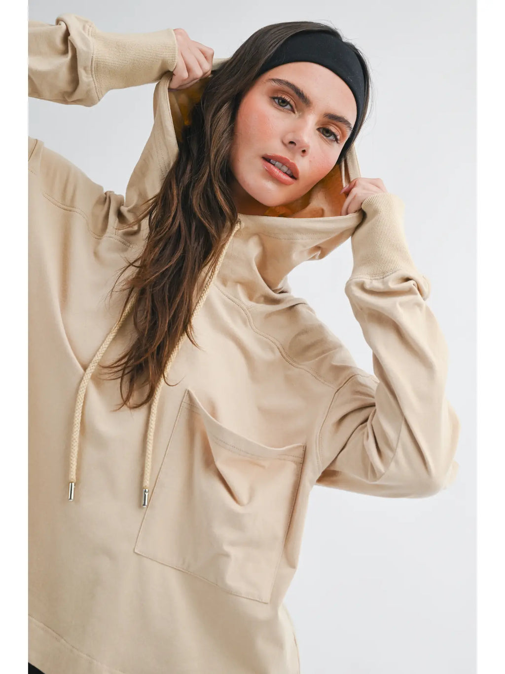 Oat Relaxed Pocket Hoodie Pullover Top