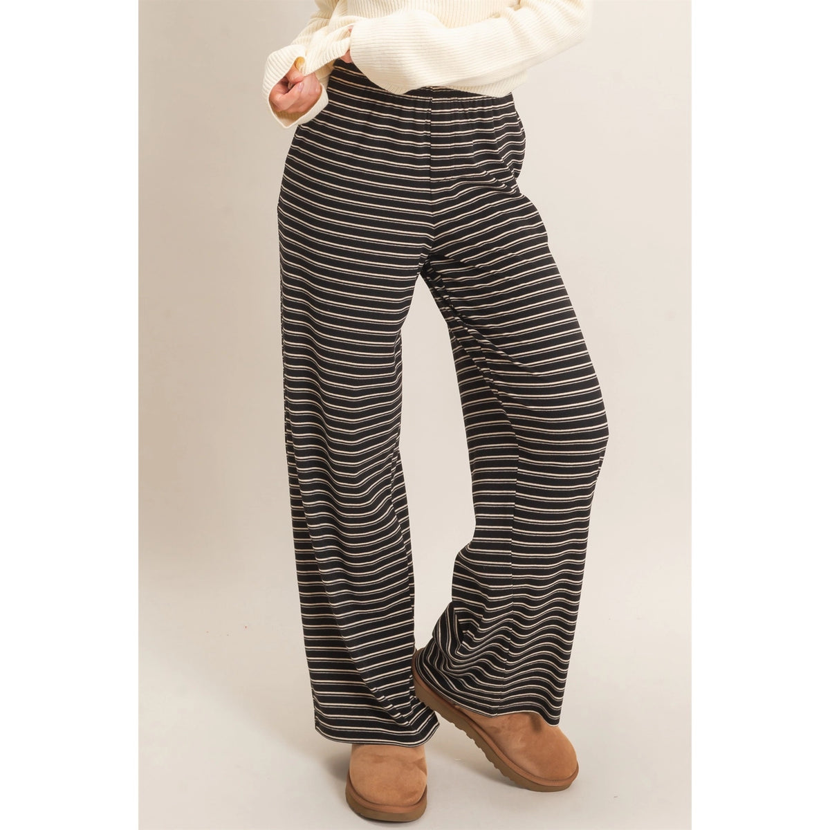 Black Striped Straight Leg Pants