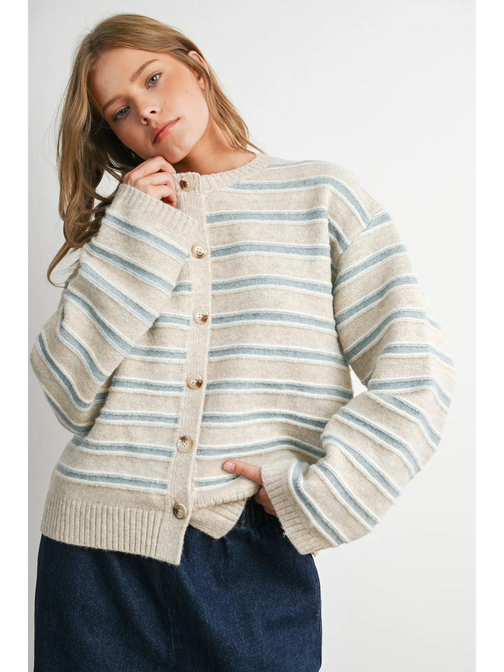 Taupe Multi Cozy Stripe Button-Up Cardigan