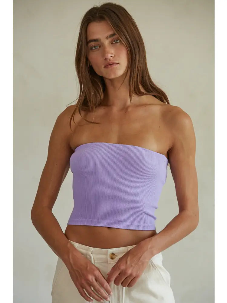 Lavender Seamless Ribbed Tube Top
