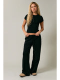 Black Drawstring Wide Leg Pants